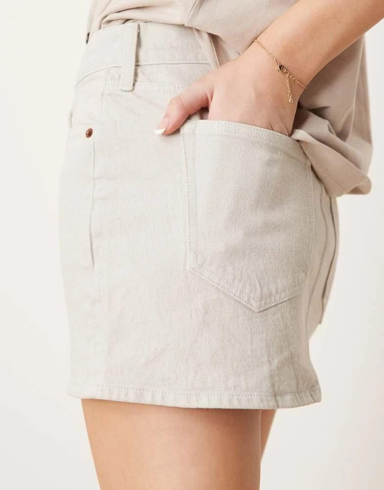 Abercrombie & Fitch Abercrombie & Fitch denim mini skirt in light grey 4
