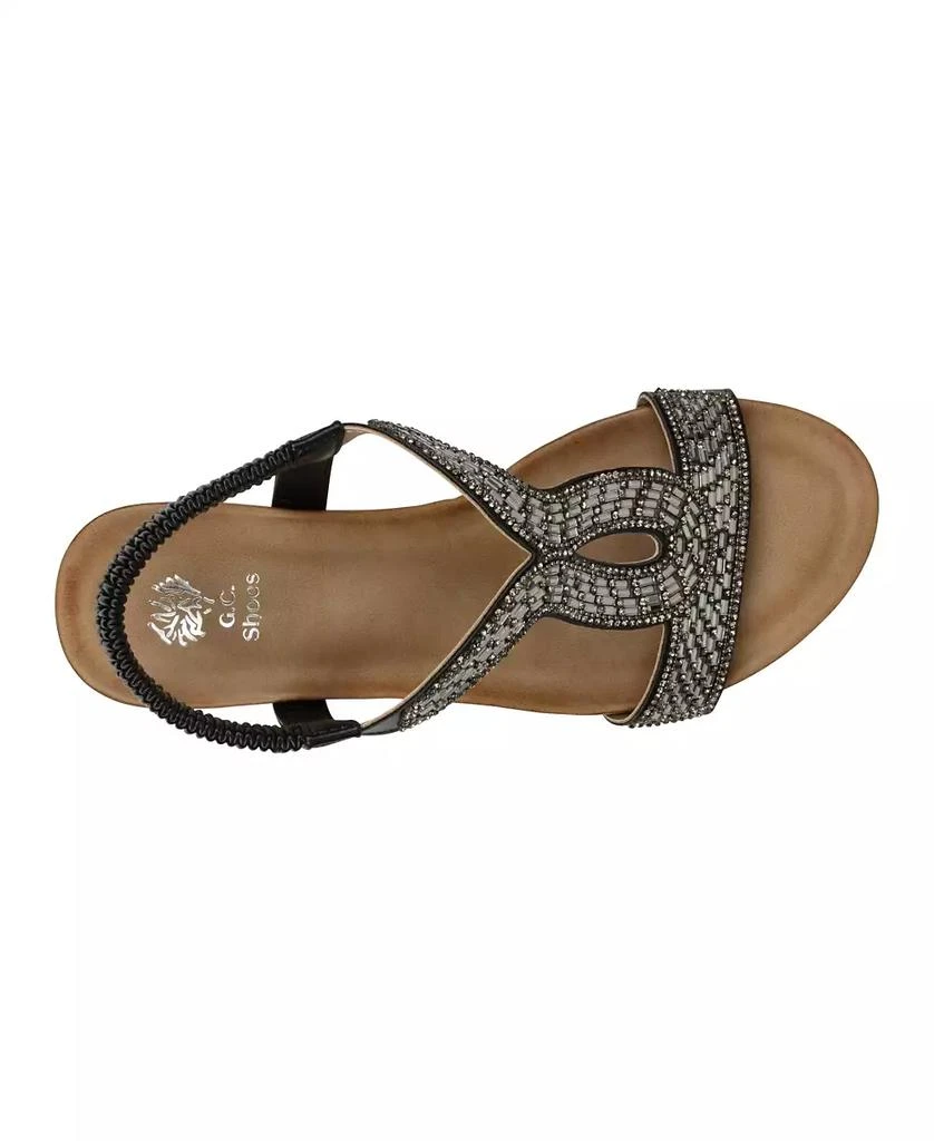 GC Shoes Women's Celestia Embellished Cut Out Slingback Wedge Sandals 4