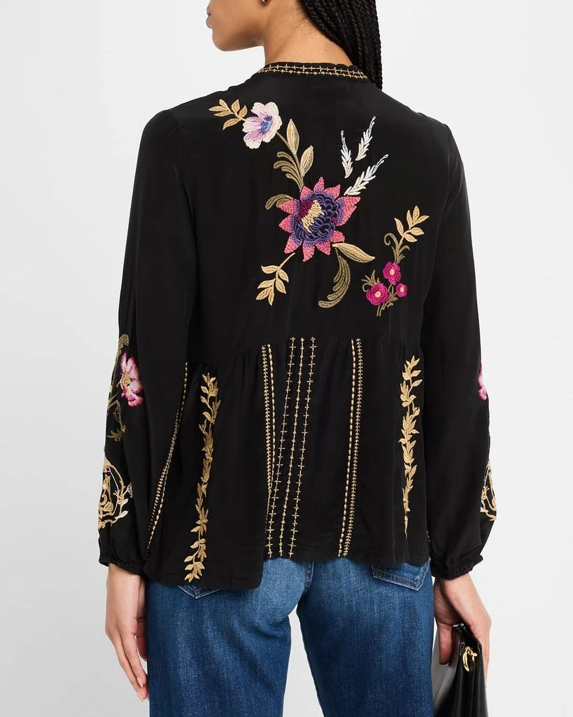 Johnny Was Steffania Floral-Embroidered Silk Blouse 3