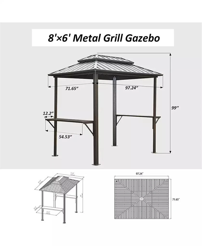 Clihome 8.1-ft x 5.97-ft Grill Gazebo Gray Grill Gazebo with Hardtop Roof 2