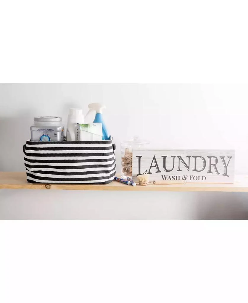 Design Imports Polyethylene Coated Herringbone Woven Cotton Laundry Bin Stripe Rectangle Set of 3 6