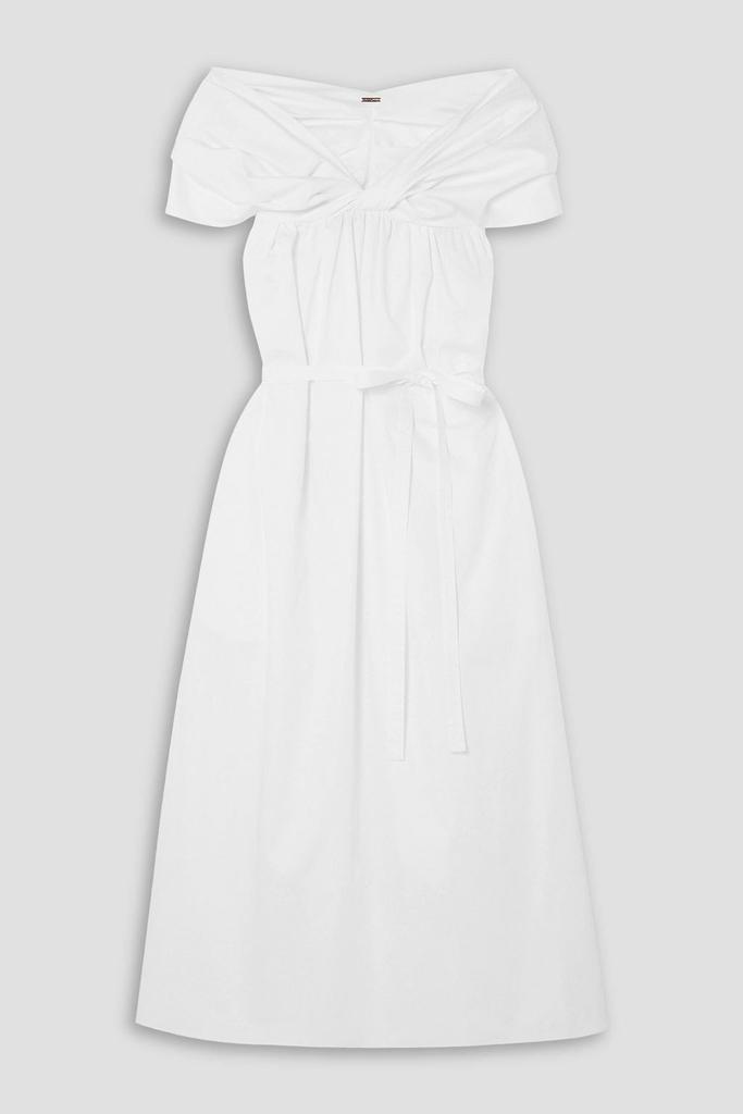 ADAM LIPPES Off-the-shoulder ruched cotton-poplin midi dress