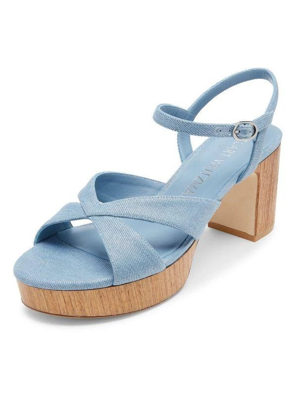 Stuart Weitzman Carmen 75MM Strappy Denim Sandals 2