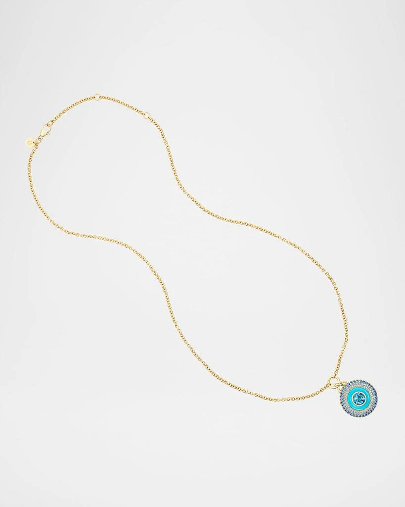 Emily P. Wheeler Water Medallion 18K White and Yellow Gold Necklace with Topaz, Sapphire and Turquoise 3