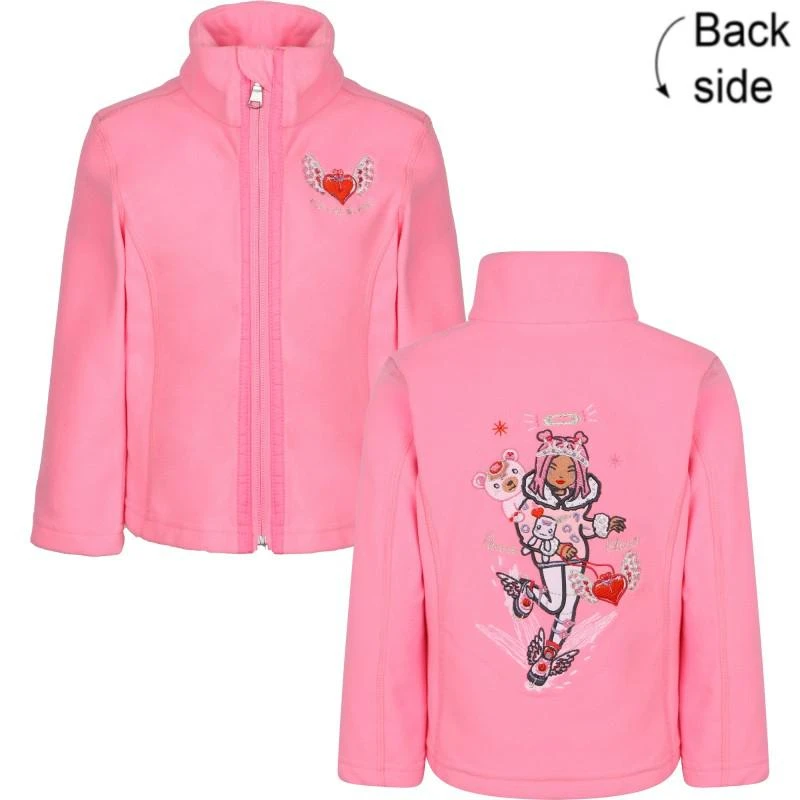 Poivre Blanc Fleece zipped pink sweatshirt with embroidery 1