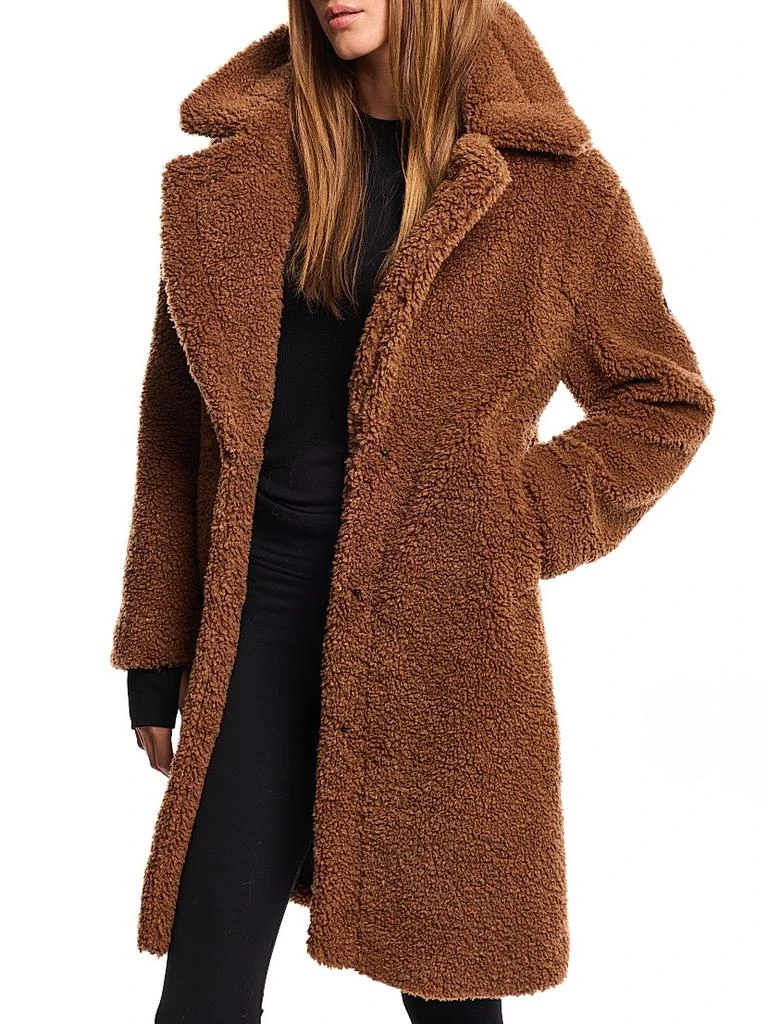 SAM. Sherpa Leather-Trimmed Coat 6