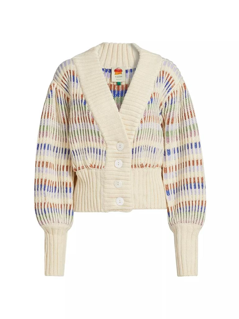 Farm Rio Striped Rib-Knit V-Neck Cardigan 1