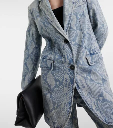 Max Mara Snake-effect denim blazer 5