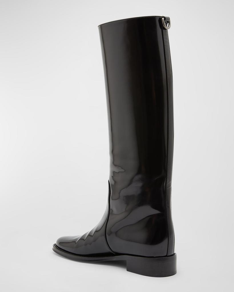 Yves Saint Laurent Hunt Knee-Length Patent Leather Boots