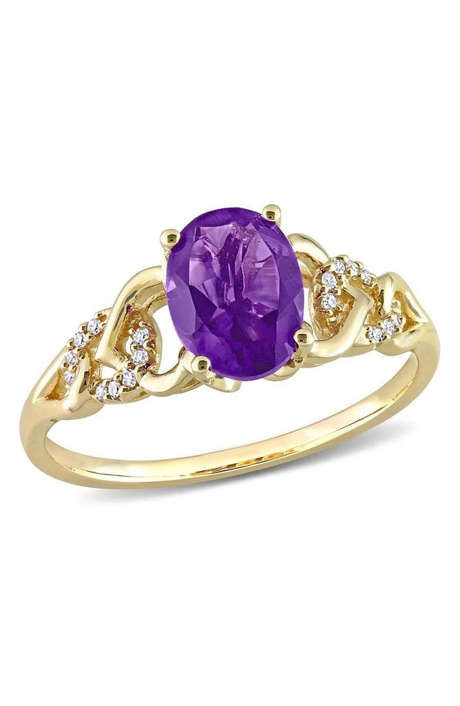 DELMAR 10K Yellow Gold African Amethyst Diamond Ring - 0.06 ctw 1