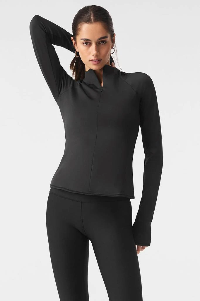 Alo Airlift Winter Warm 1/4 Zip Long Sleeve - Black 1