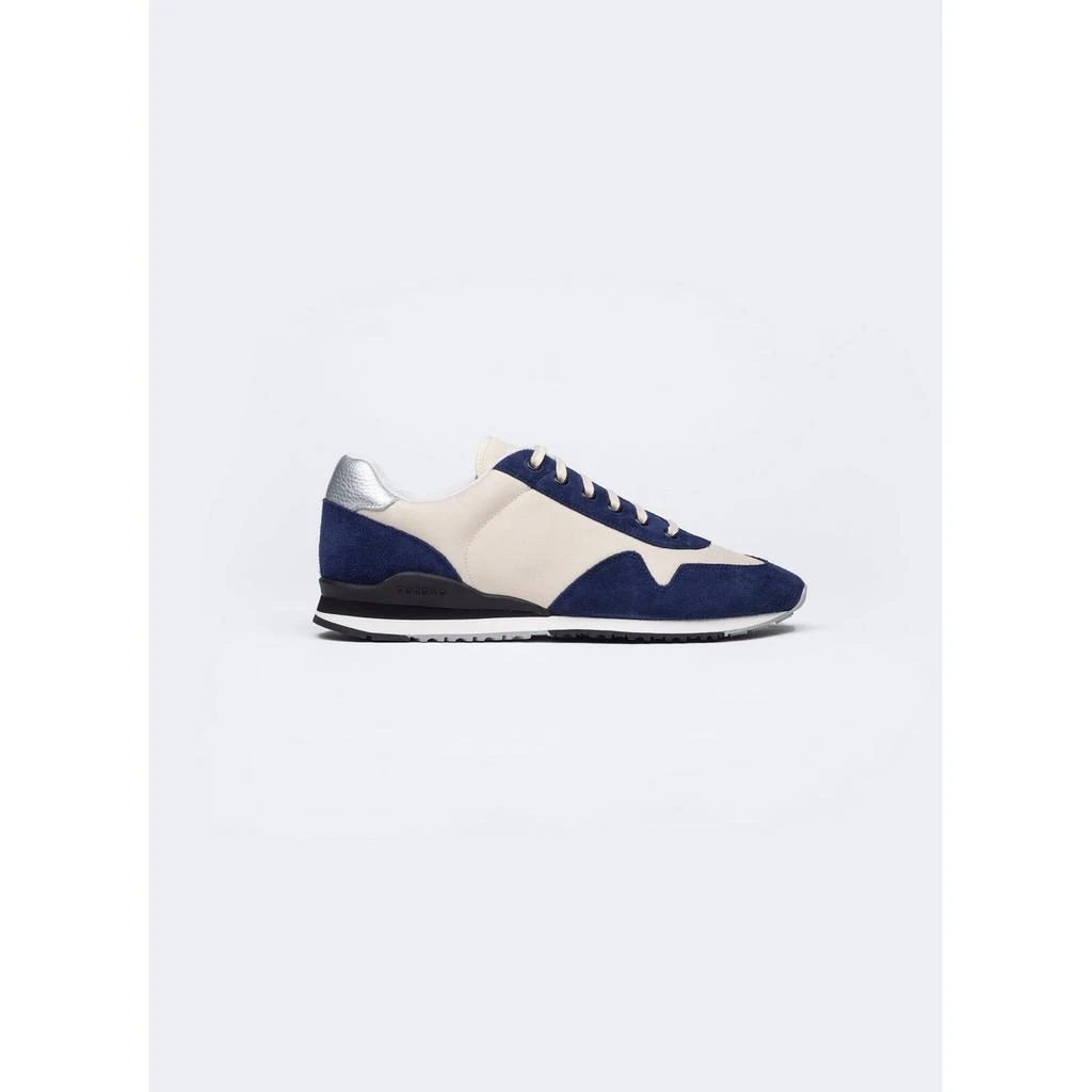 预计3周后发货 Fursac Fursac - Sneakers En Cuir Et Nylon Crèmes Et Bleues - Marine 4
