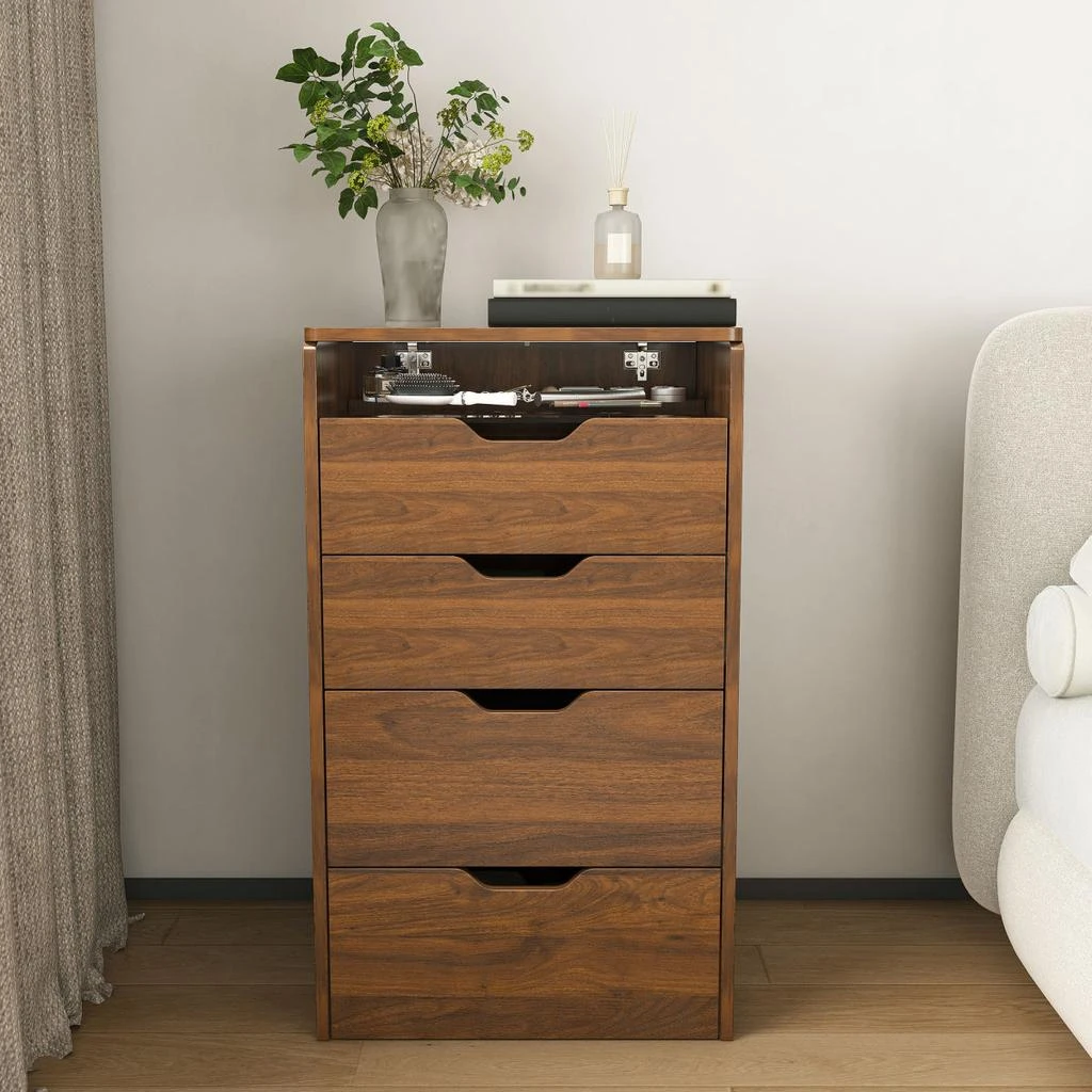 Streamdale Furniture Streamdale 3-in-1 Vanity Desk with Lighted Mirror 
Stool, Flip Top Makeup Dressing Table (Walnut) 6