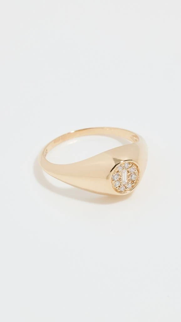 Suzanne Kalan 14k Mixed Diamond Circle Signet Ring 1