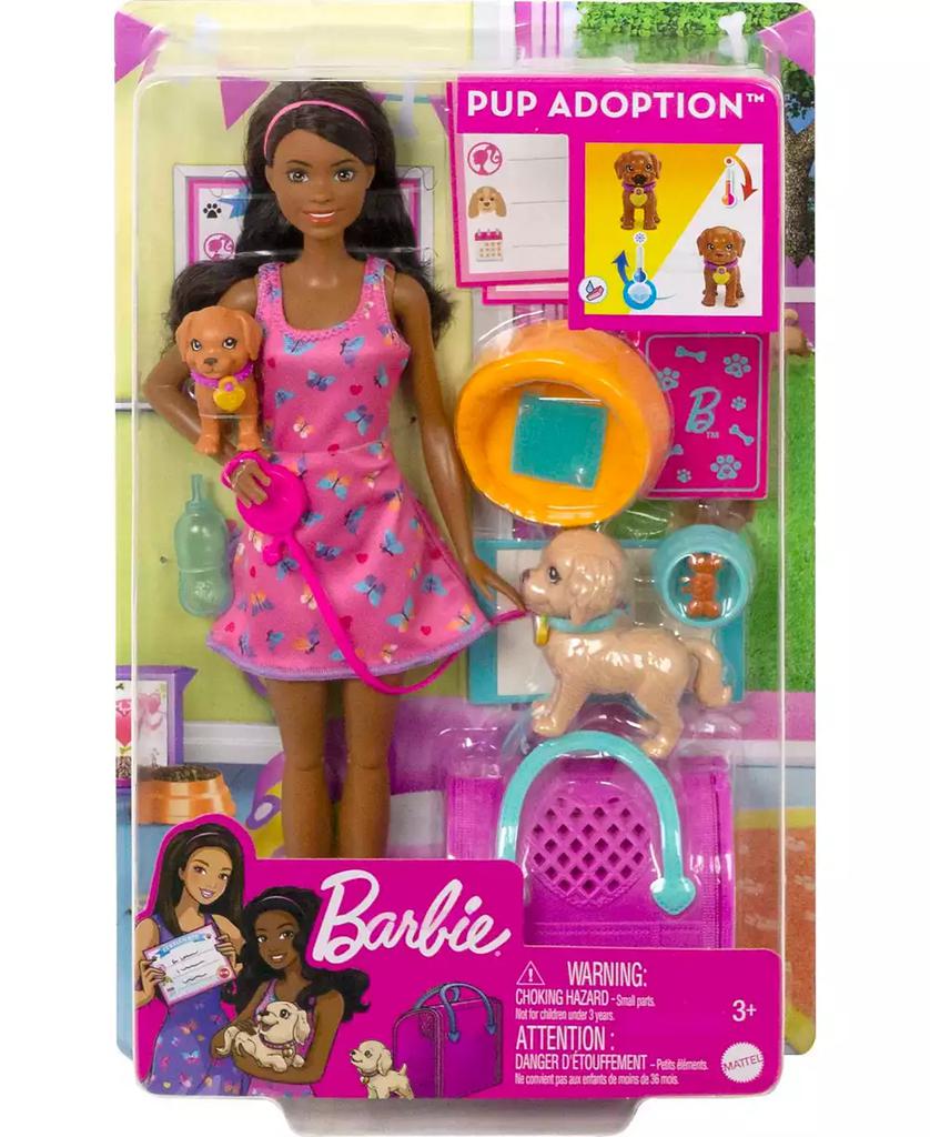 Barbie Doll and Accessories Pup Adoption Playset with Doll, 2 Puppies and Color-Change