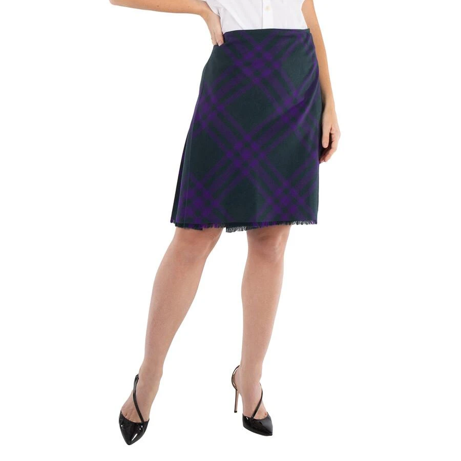 Burberry Burberry Vintage Check Frayed-Edge Wool Skirt, Brand Size 4 (US Size 2)