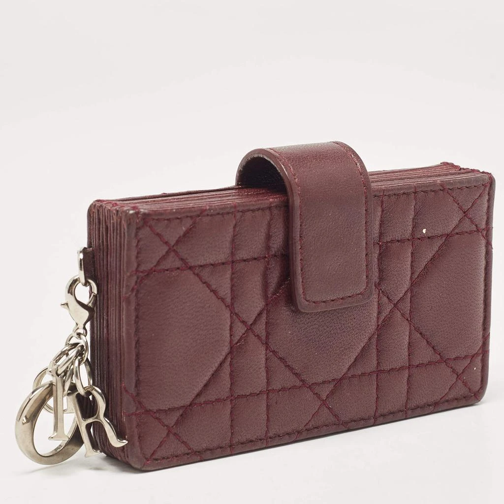 Dior Dior Burgundy Cannage Leather Lady Dior 5 Gusset Card Case 3