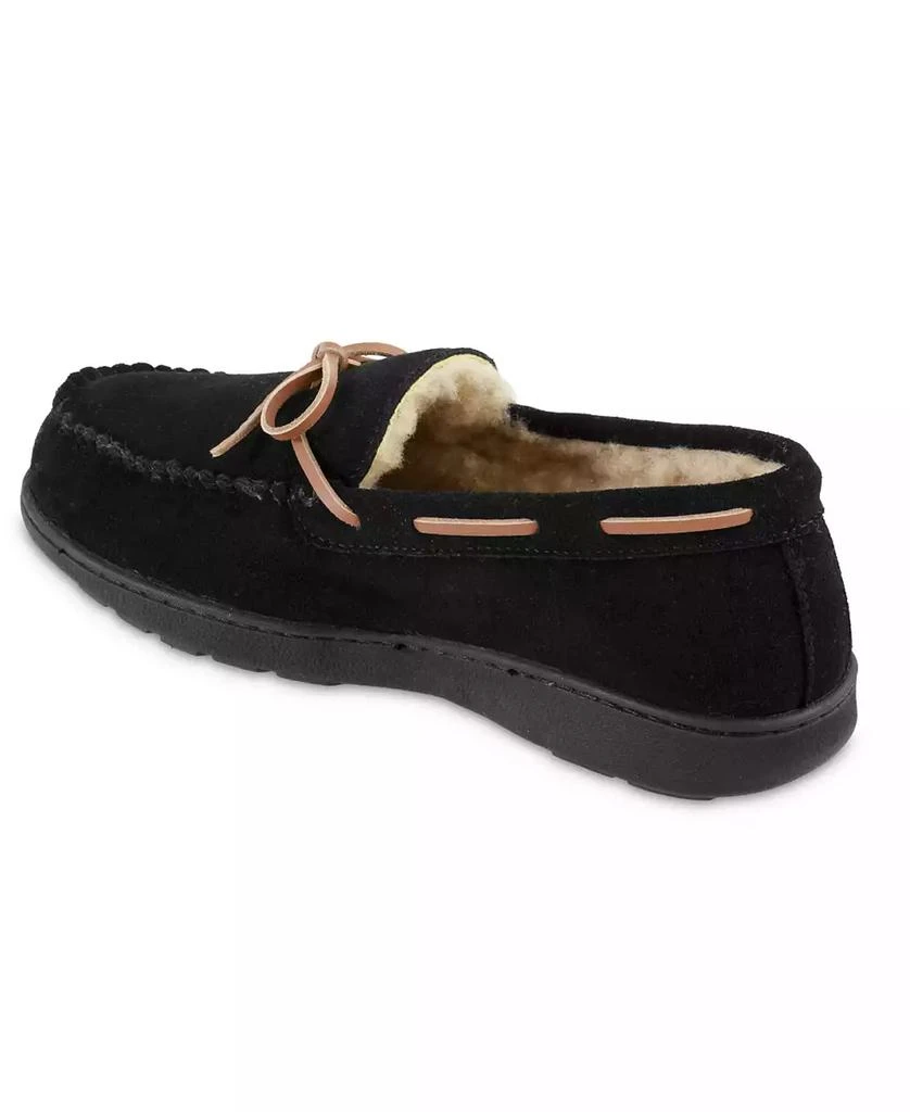 Isotoner Signature Men's Genuine Suede Moccasin Comfort Slipper with Berber lining 5