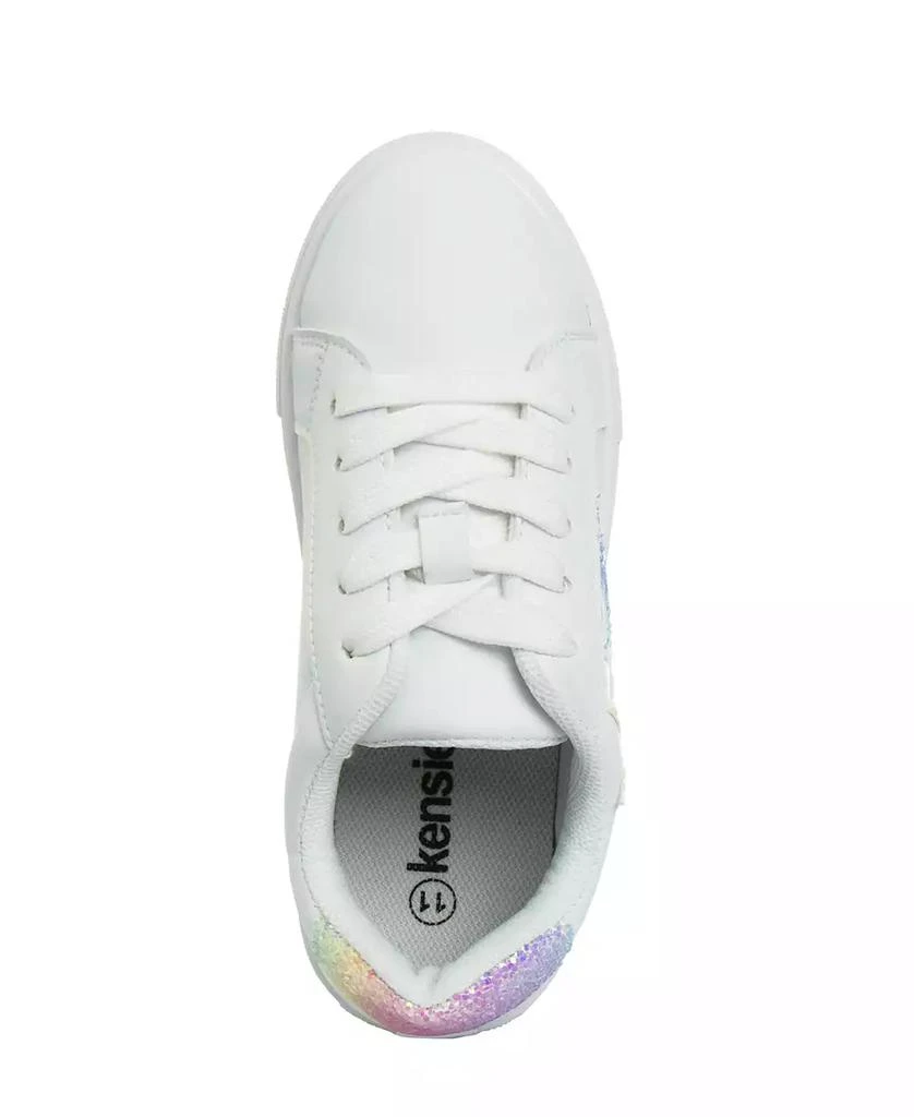 Kensie Big Girls Lace Up Glittery Casual Sneakers 4