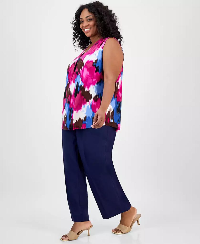 JONES NEW YORK Plus Size Printed Pleated Top