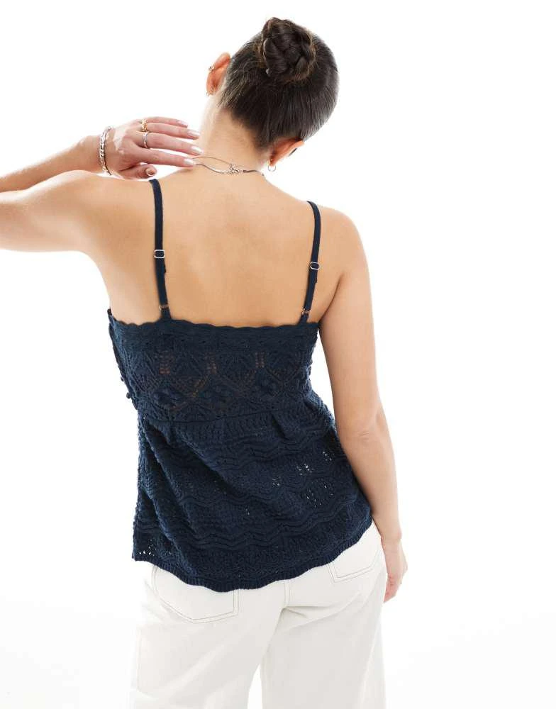 HOLLISTER Hollister tie front crochet top in navy 3