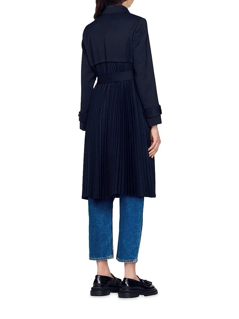 Sandro Trench Coat with Pleated Inset 5