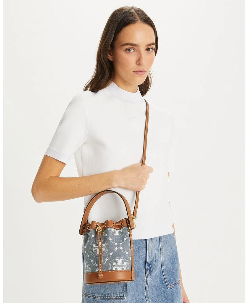 Tory Burch Mini T Monogram Denim Bucket Bag 3