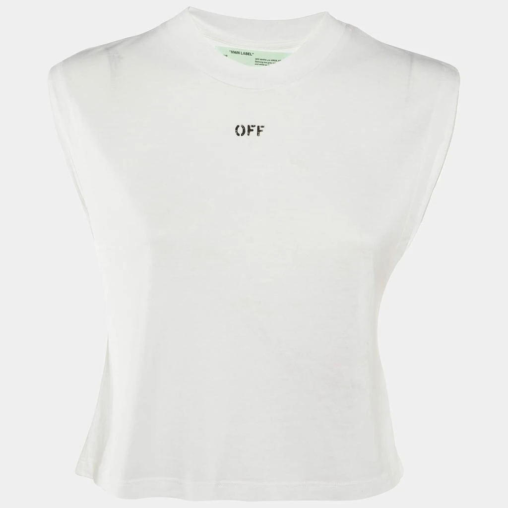 Off-White Off-White White Printed Lyocell Blend Sleeveless Crew Neck T-Shirt XXS 1