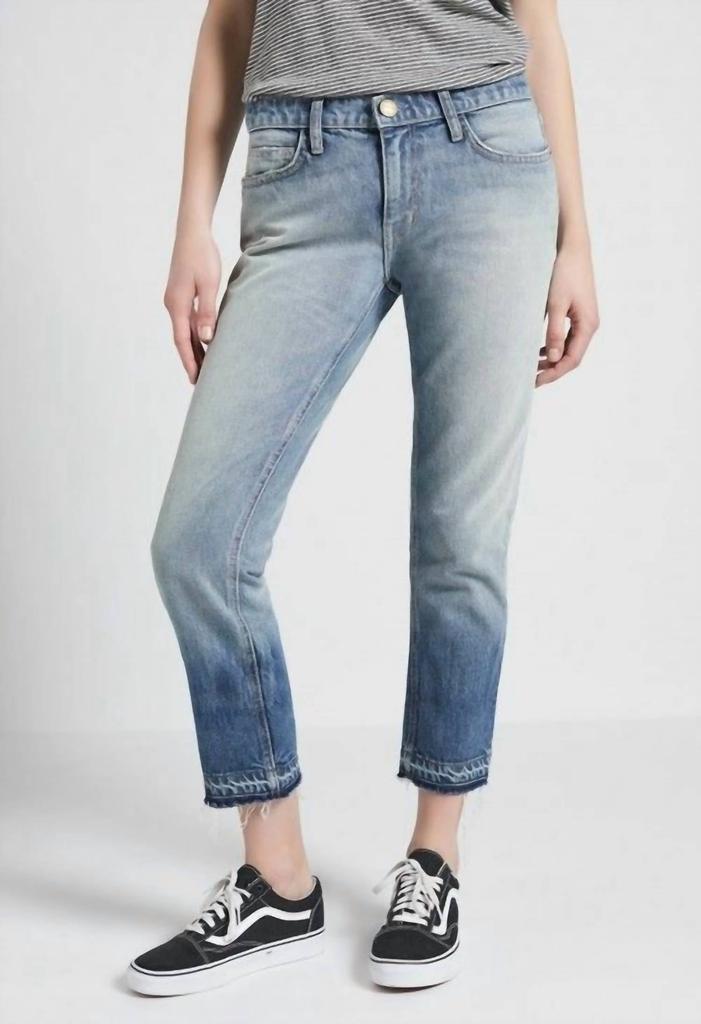 Current Elliott Released Hem Cotton Denim Crop Jeans In Blue