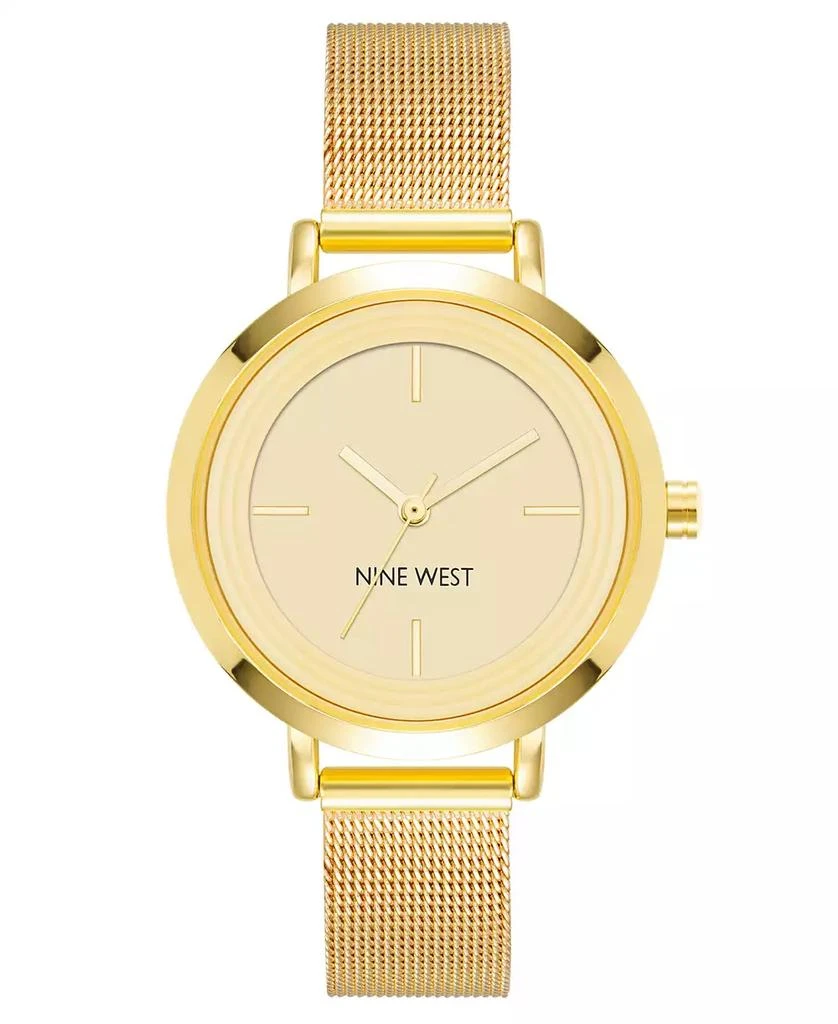 Nine West Women's Quartz Gold-Tone Stainless Steel Mesh Band Watch, 34mm 1