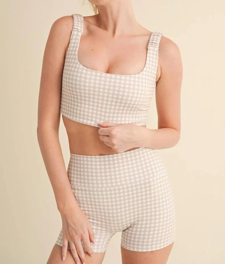 Kimberly C Kimberly C - Gingham Print Ruched Bra Top And Shorts Set 6
