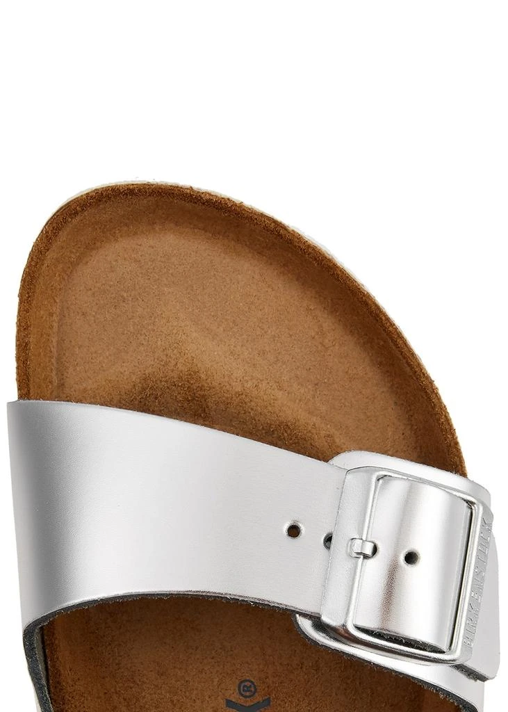 Birkenstock Arizona metallic silver leather sliders 4