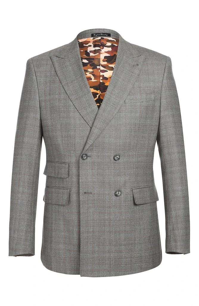 English Laundry Plaid Double Breasted Wool Blend Suit 4