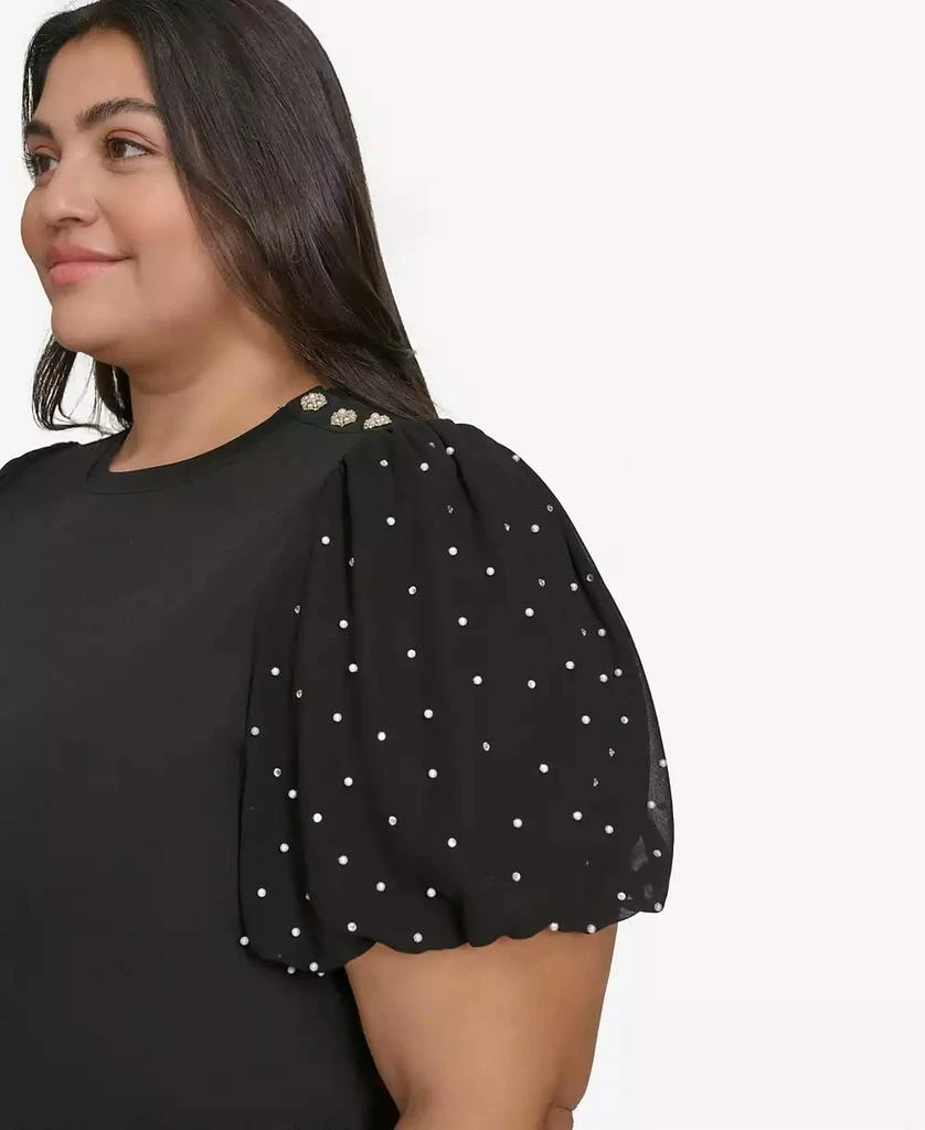 Karl Lagerfeld Paris Plus Size Embellished Puff-Sleeve T-Shirt, Exclusively at Macy's 4