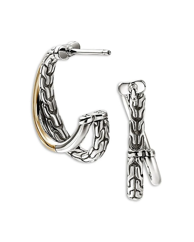 John Hardy 14K Yellow Gold 
Sterling Silver JH Essentials Crossover Earrings 3