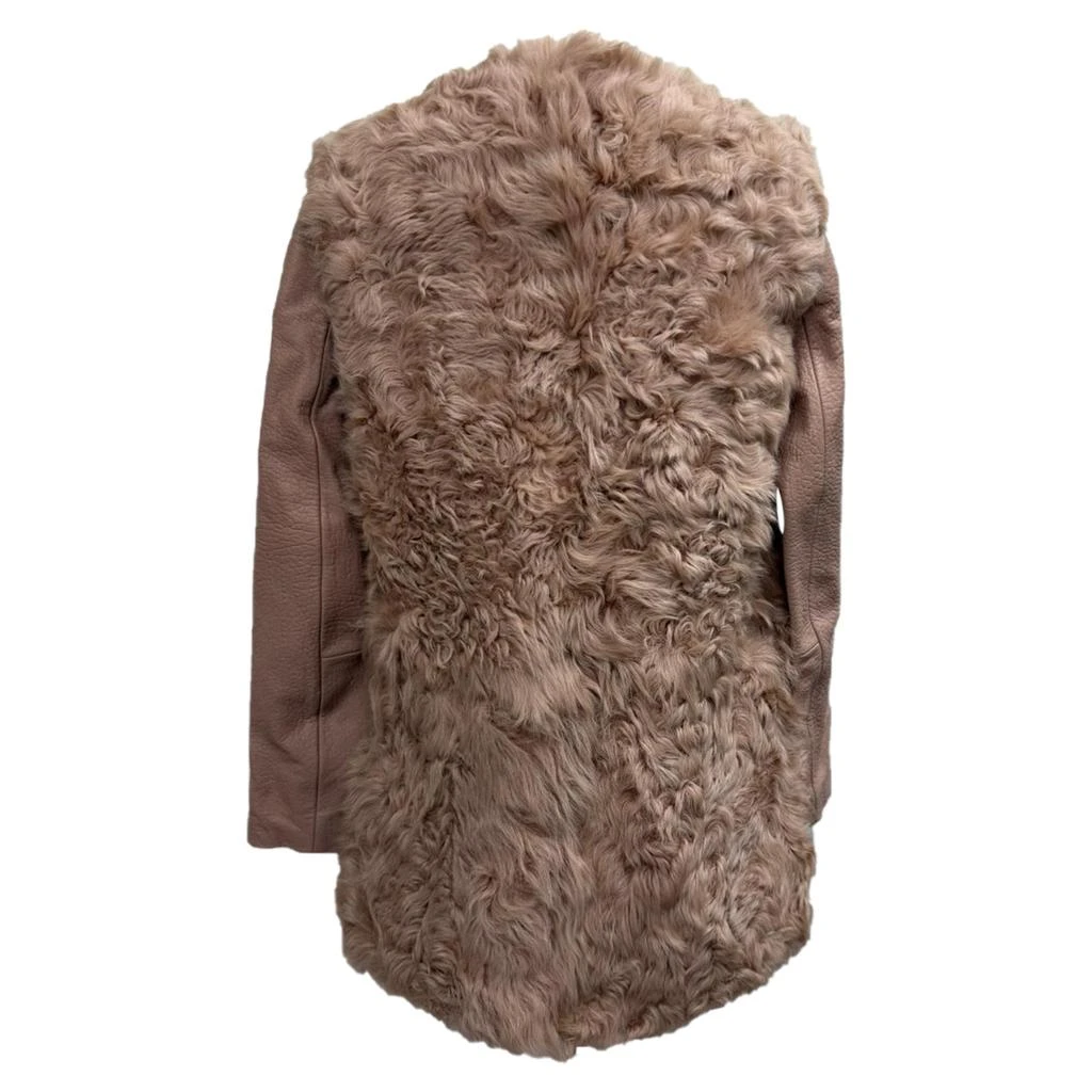 Maje Textured Shearling Coat in Pink Lamb Leather 3