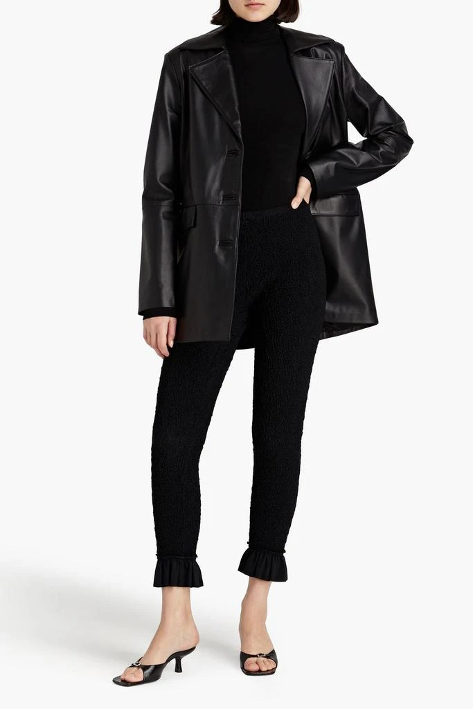 Alexander Wang Ruffled shirred satin-jersey slim-leg pants 2