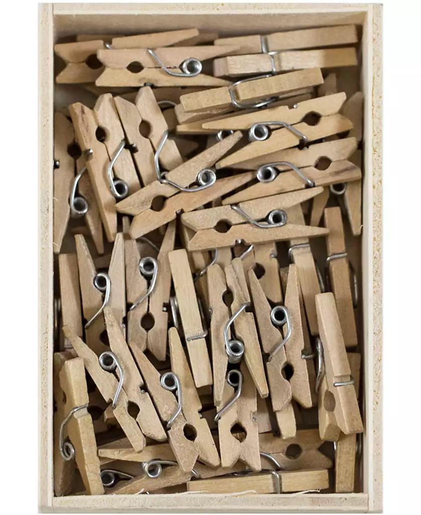 JAM Paper Wood Clip Clothespins - Small - 0.88" - 50 Clothes Pins Per Pack