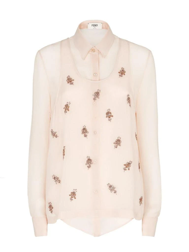 Fendi Fendi Embroidered Georgette Top 1