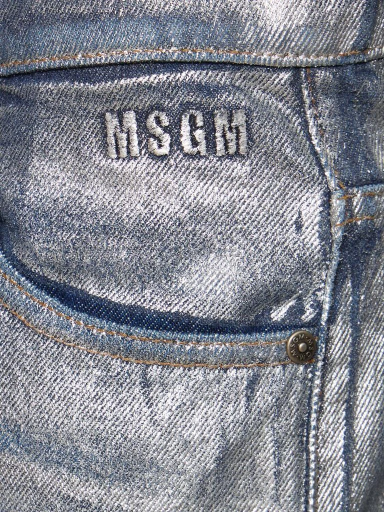 MSGM Silver-coated Denim Low Rise Jeans 3