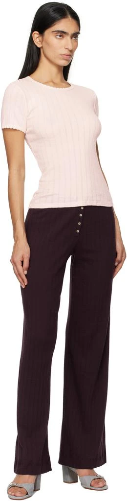 LESET Pink Pointelle Slim Fit T-shirt 4