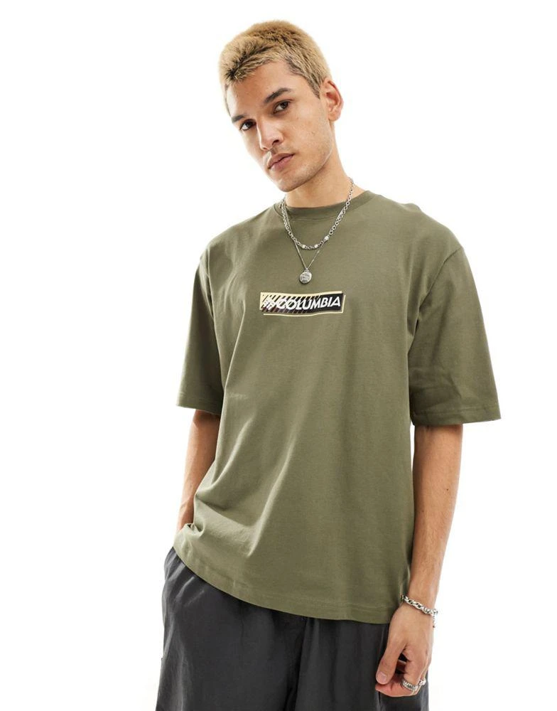 Columbia Columbia Reventure central logo t-shirt in khaki 1