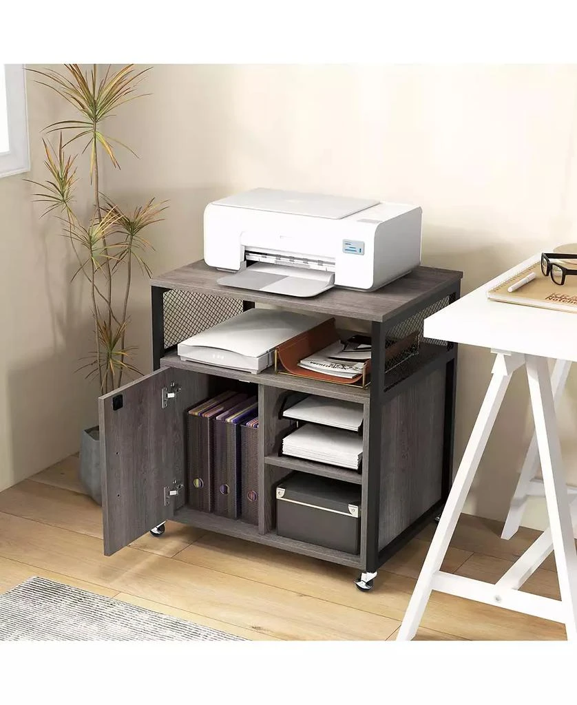 GOUUN File Cabinet on Wheels with Charging Station and Cable Management Hole 3