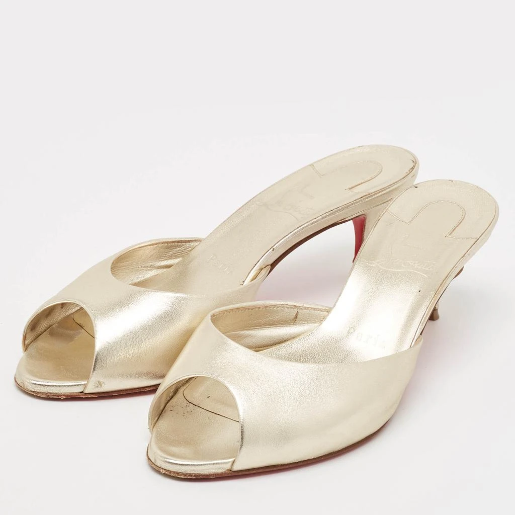 Christian Louboutin Christian Louboutin Metallic Gold Leather Me Dolly Slide Sandals Size 37.5 2