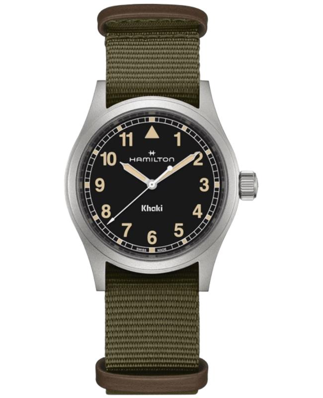 Hamilton Hamilton Khaki Field Quartz Black Dial Green Fabric Strap Men's Watch H69401930
