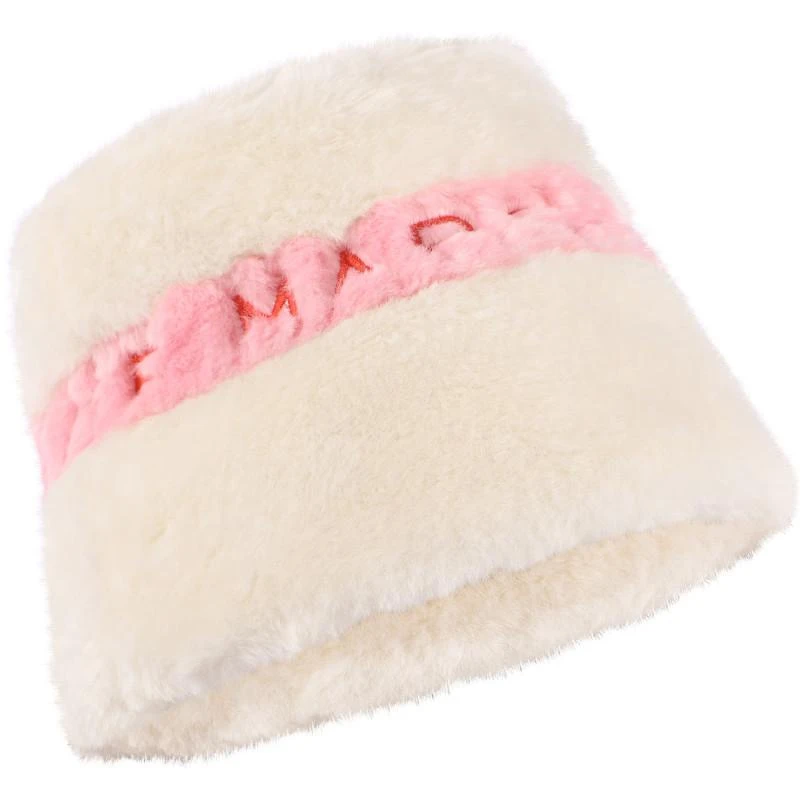 Marc Jacobs Faux fur logo bucket hat in white and pink 1