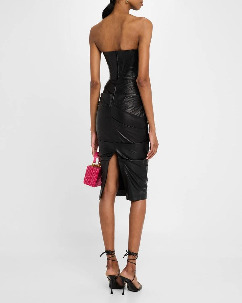 Alex Perry Strapless Leather Longline Corset Midi Dress 3
