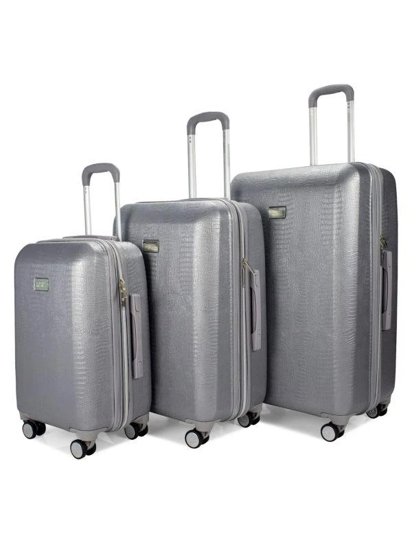 Badgley Mischka 3-Piece Snakeskin-Embossed Spinner Suitcase Set 2