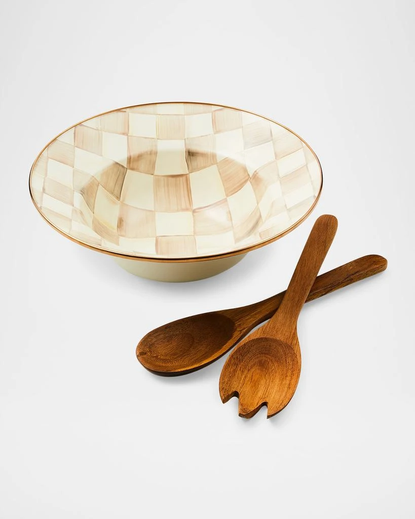MacKenzie-Childs Mocha Check Salad Serving Set 1