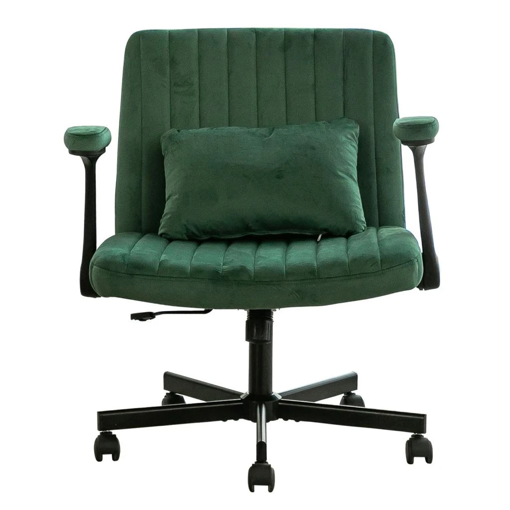 Streamdale Furniture Streamdale Green Velvet Criss Cross Armrest Office Chair